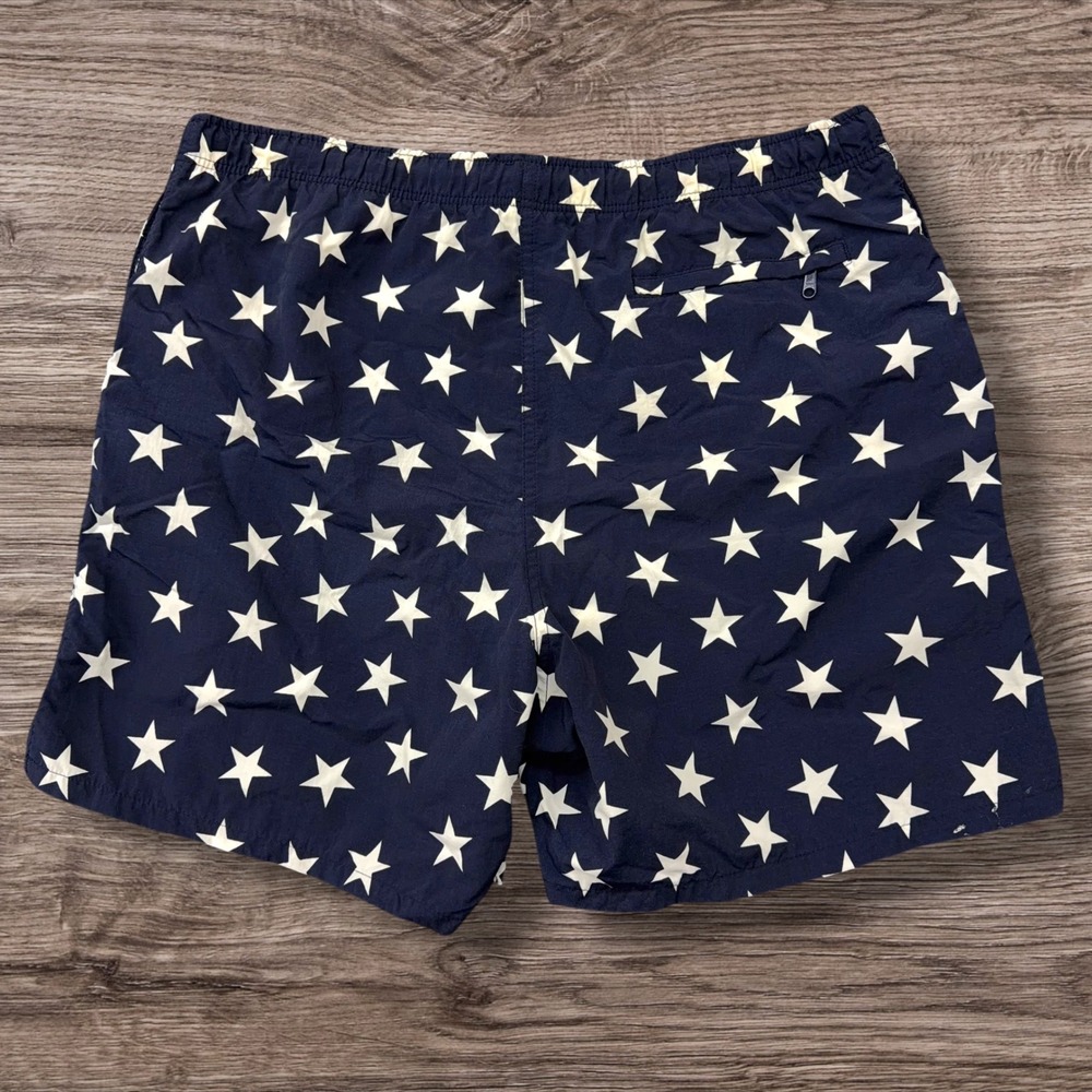 Vtg Lands End Swim Trunks Mens M 32-34 Navy Blue White Star Mesh Lining USA Made - Picture 4 of 12